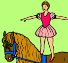 Dibujo Trapecista encima de caballo pintado por lala