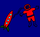 Dibujo Cohete y astronauta pintado por 1davidfredes
