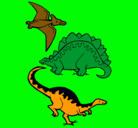 Dibujo Tres clases de dinosaurios pintado por aidaiperemateu