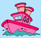 Dibujo Barco en el mar pintado por rosa