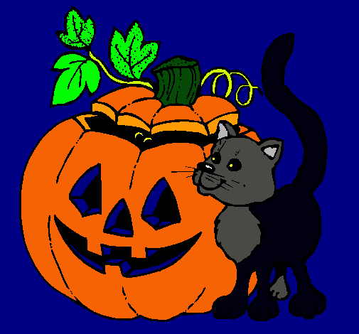 Calabaza y gato