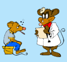 Dibujo Doctor y paciente ratón pintado por ROVI