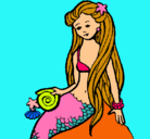 Dibujo Sirena con caracola pintado por rrapuncel