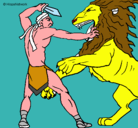 Dibujo Gladiador contra león pintado por ana