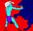 Dibujo Gladiador contra león pintado por lucascaseres