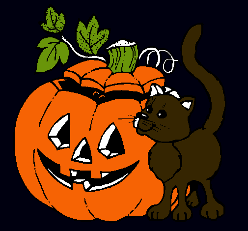 Calabaza y gato