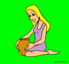 Dibujo Mujer y jarrón pintado por laura