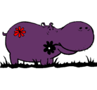 Dibujo Hipopótamo con flores pintado por gabriel