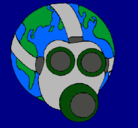 Dibujo Tierra con máscara de gas pintado por olesya