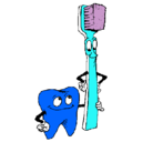 Dibujo Muela y cepillo de dientes pintado por daisy