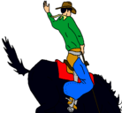 Dibujo Vaquero en caballo pintado por gabriel