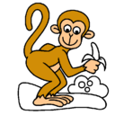 Dibujo Mono pintado por mono