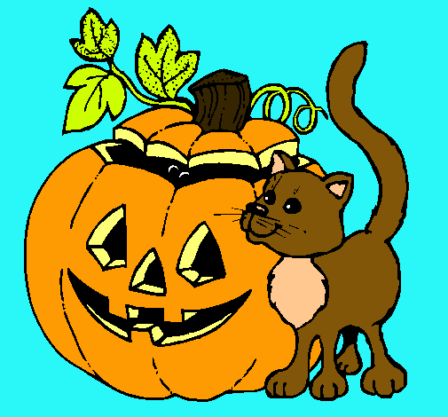 Calabaza y gato