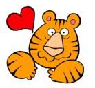 Dibujo Tigre loco de amor pintado por tigrito