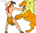 Dibujo Gladiador contra león pintado por JOSEFINA