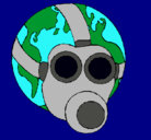 Dibujo Tierra con máscara de gas pintado por MARI