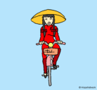 Dibujo China en bicicleta pintado por ROVI