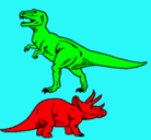 Dibujo Triceratops y tiranosaurios rex pintado por yaretzi