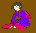 Dibujo Geisha saludando pintado por Kikyo12