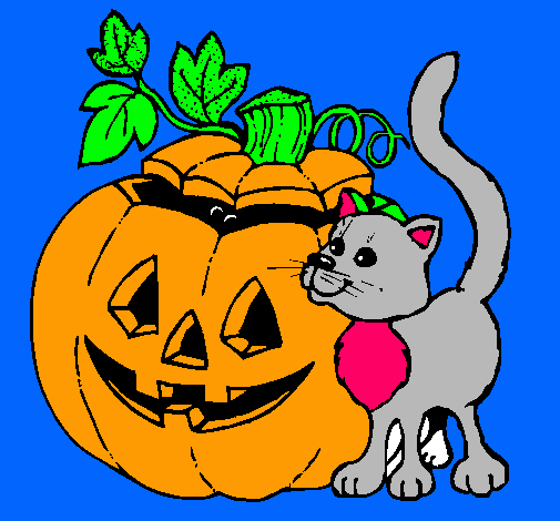 Calabaza y gato