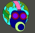 Dibujo Tierra con máscara de gas pintado por DALLANA