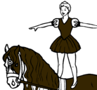 Dibujo Trapecista encima de caballo pintado por LINDA