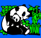 Dibujo Mama panda pintado por h