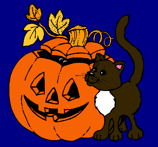 Calabaza y gato