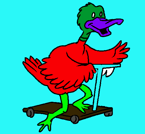 Pato en patinete