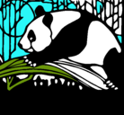 Dibujo Oso panda comiendo pintado por raw