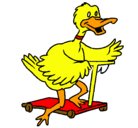 Dibujo Pato en patinete pintado por mauricio