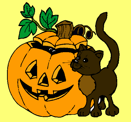 Calabaza y gato