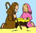 Dibujo Adoran al niño Jesús pintado por antonela