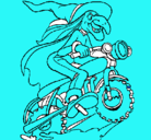 Dibujo Bruja en moto pintado por gabriel