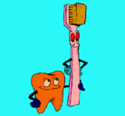 Dibujo Muela y cepillo de dientes pintado por ayelengalvez
