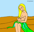 Dibujo Madre con su bebe pintado por laura
