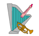 Dibujo Arpa, flauta y trompeta pintado por pamelaquevedo