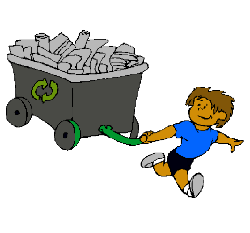 Niño reciclando