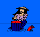 Dibujo Mujer tocando el bongó pintado por eder