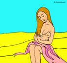 Dibujo Madre con su bebe pintado por kio