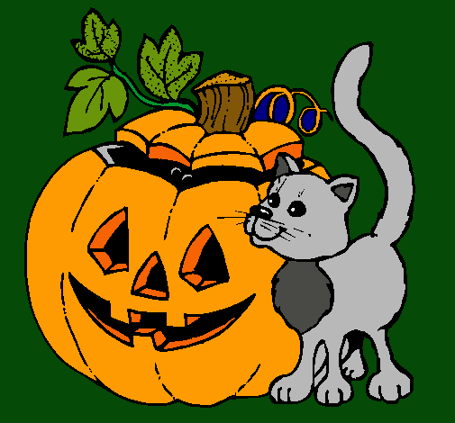 Calabaza y gato