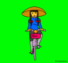 Dibujo China en bicicleta pintado por carlaloirellongueres.