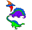 Dibujo Tres clases de dinosaurios pintado por diegolombana