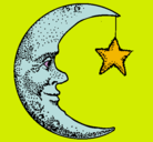 Dibujo Luna y estrella pintado por negry