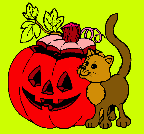 Calabaza y gato