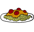 Dibujo Espaguetis con carne pintado por pasta