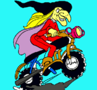Dibujo Bruja en moto pintado por alex