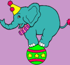 Dibujo Elefante encima de una pelota pintado por elena