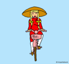 Dibujo China en bicicleta pintado por kristela