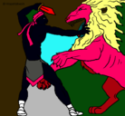 Dibujo Gladiador contra león pintado por jesusvalor